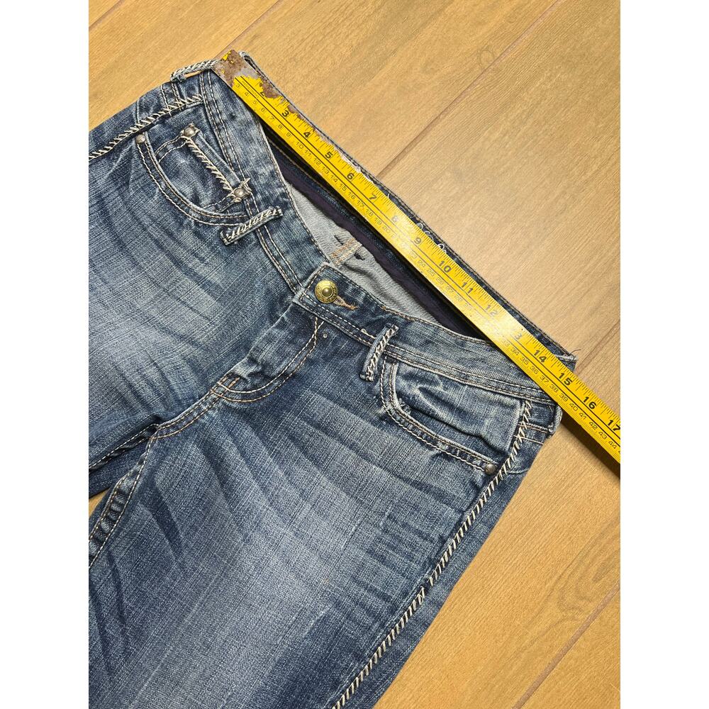 Express Jeans Women’s Sz 8r boot Low rise Distressed Embroidered Y2K 30x31 - Picture 7 of 13
